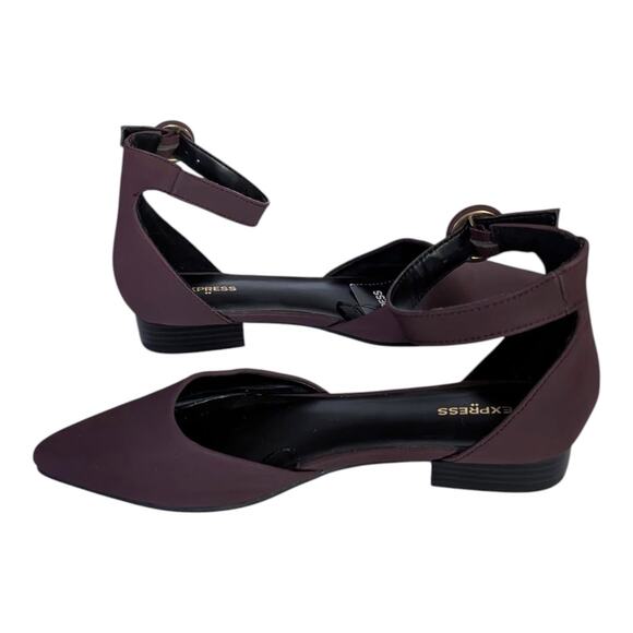 Burgundy Express Block Flats With Ankle Strap 7 - Picture 7 of 13